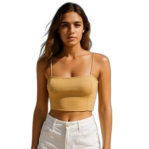 A.L.C. Small - Large Winnie Yellow Bra Top RTR Viscose Ribbed Stretch Adj Straps